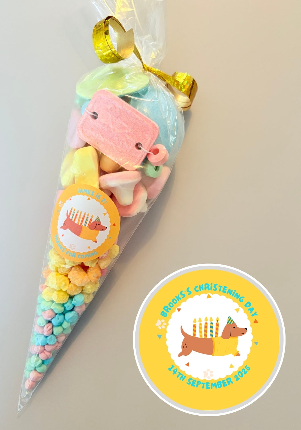 Pre-Filled Sweet Cones - Birthday Dog Sticker
