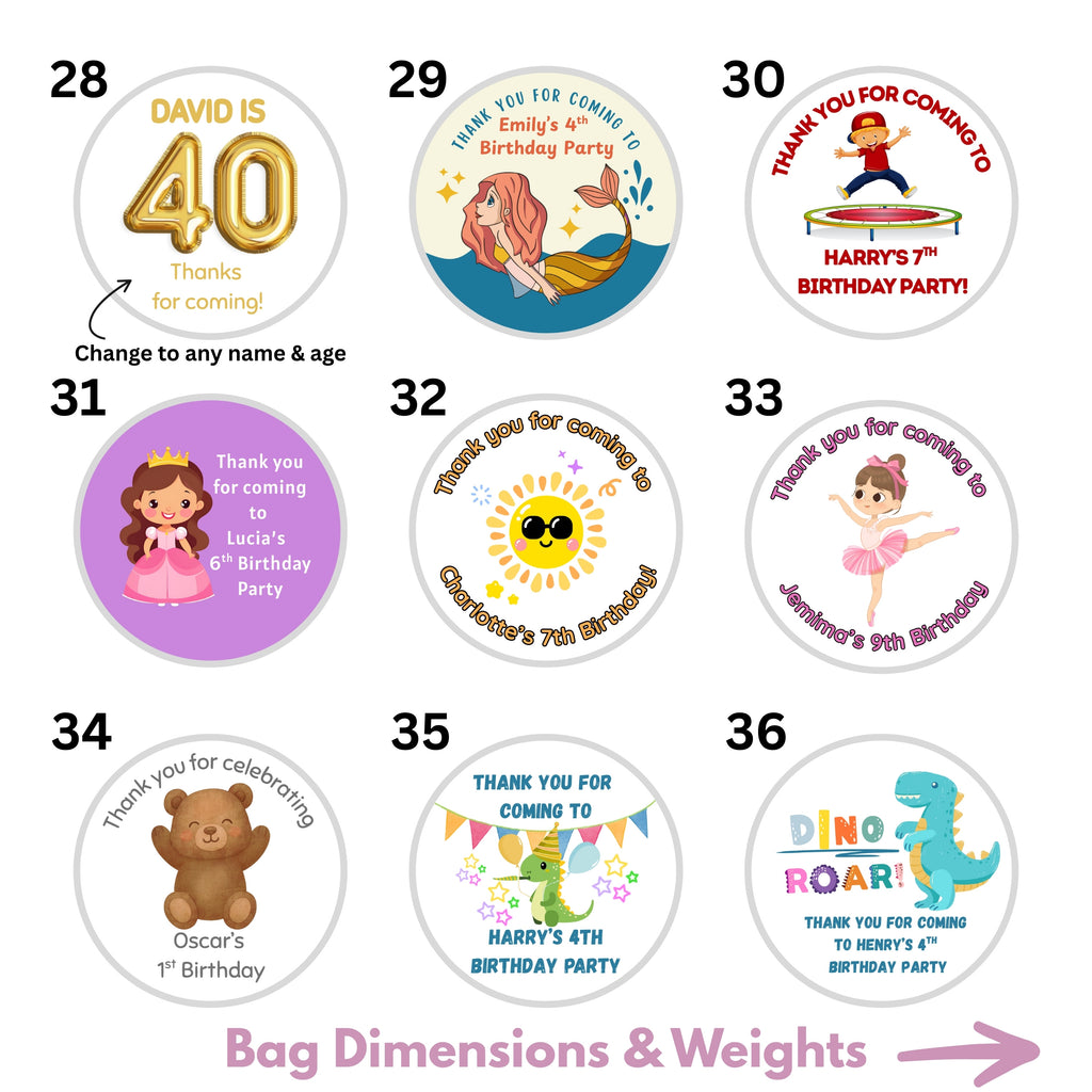 Mini 45g Pre-Filled Sweet Bags - Perfect Birthday Party Bag Fillers Favours