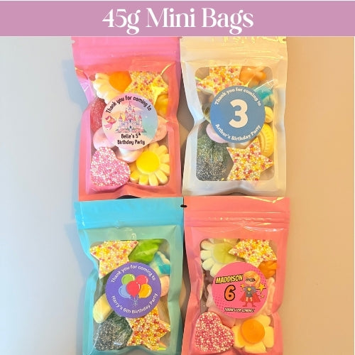 Mini 45g Pre-Filled Sweet Bags - Pefect Birthday Party Bag Fillers Favours