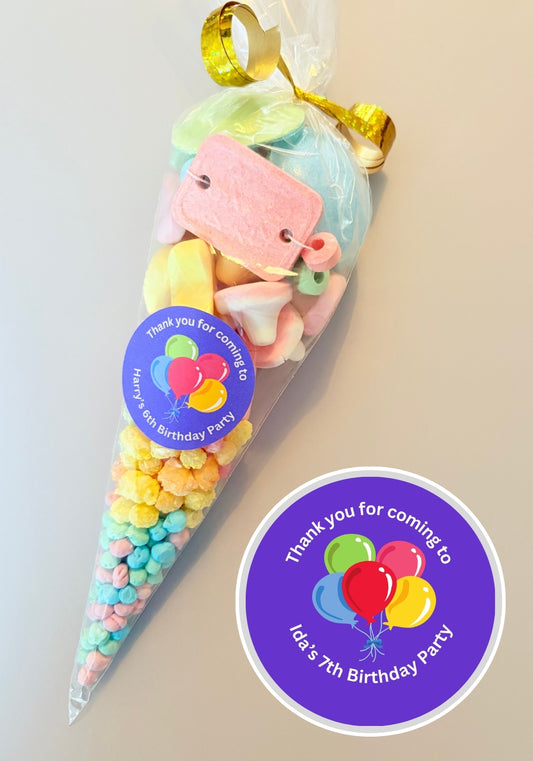 Pre-Filled Sweet Cones - Balloons Sticker