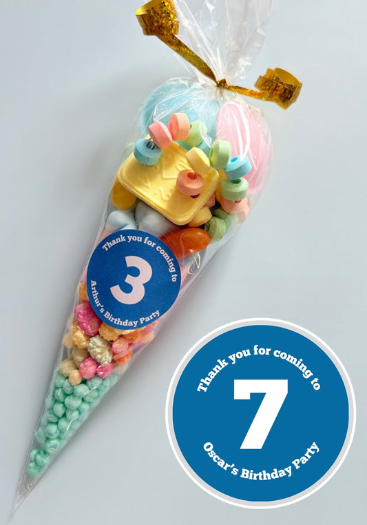 Sweet Cone with blue personalised age sticker