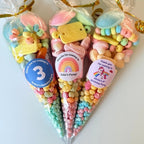Pre-Filled Sweet Cones - Blue Name Sticker