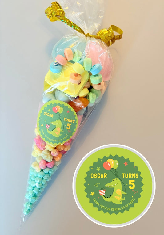 Pre-Filled Sweet Cones - Crocodile Party Sticker