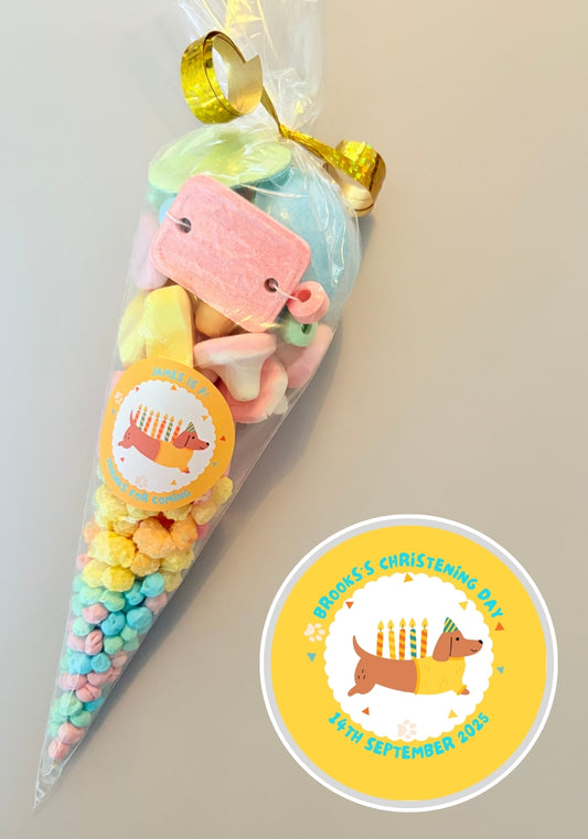 Pre-Filled Sweet Cones - Birthday Dog Sticker