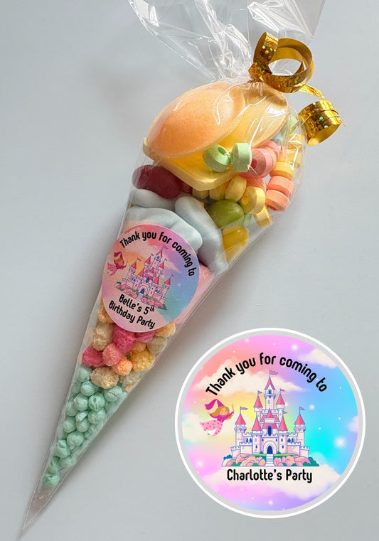 Sweet Cone with Personalised Fairytale Castle Sticker