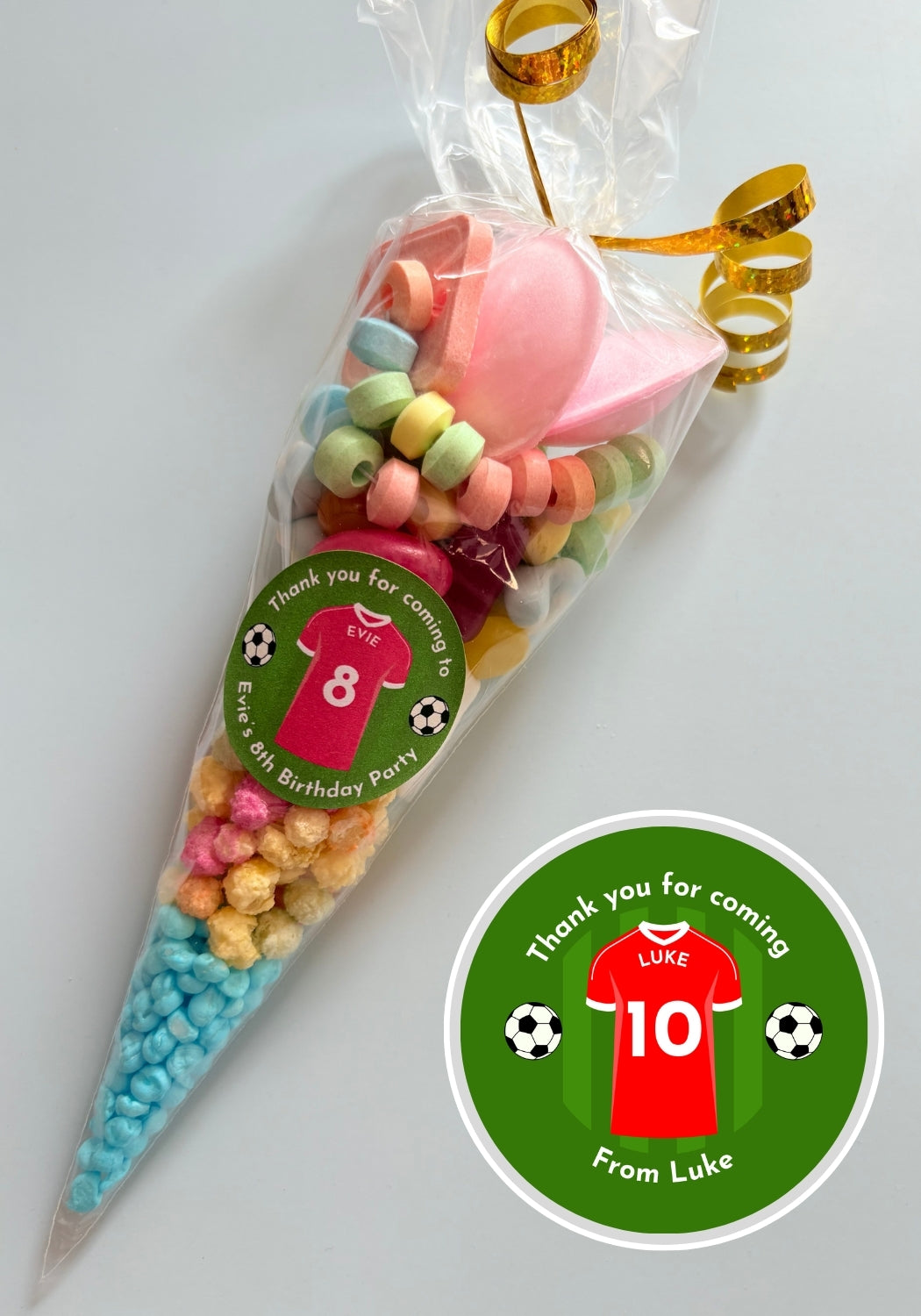 Sweet Cone with Personalised Football Shirt - Any team colours or number