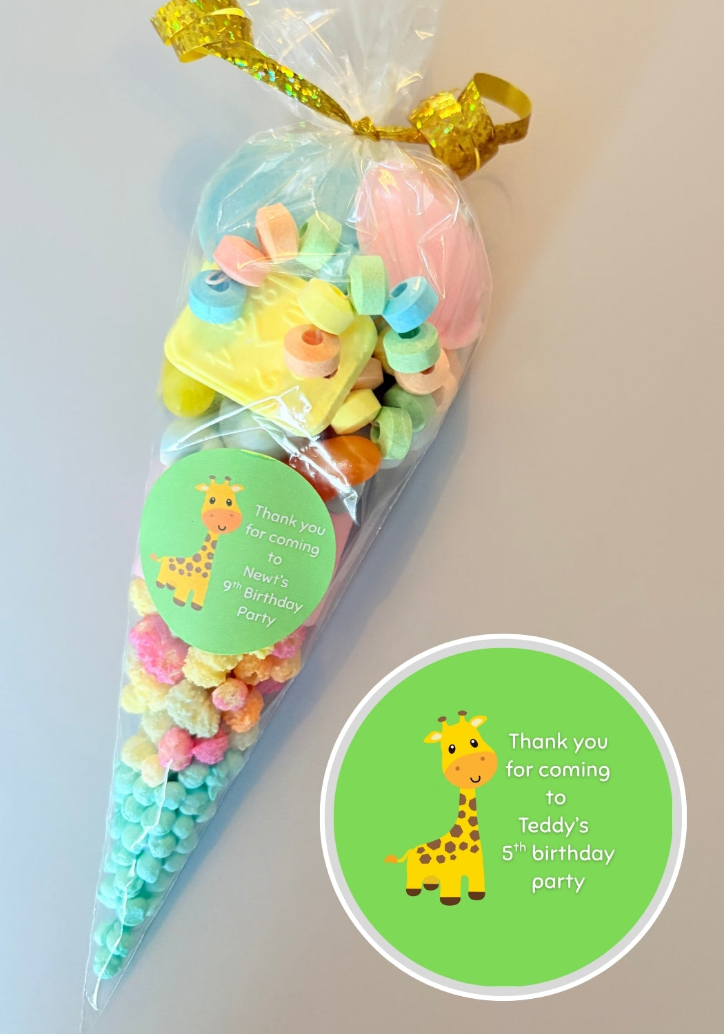 Pre-Filled Sweet Cones -  Giraffe Sticker
