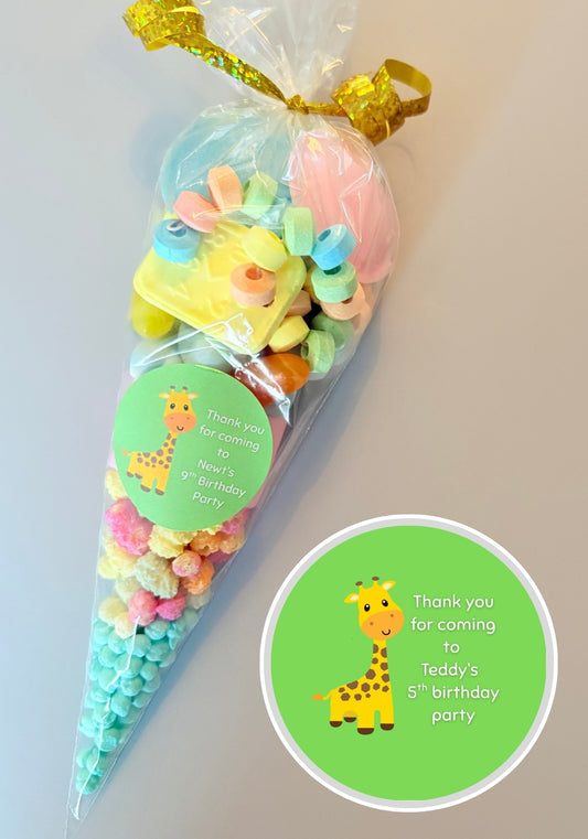 Pre-Filled Sweet Cones -  Giraffe Sticker