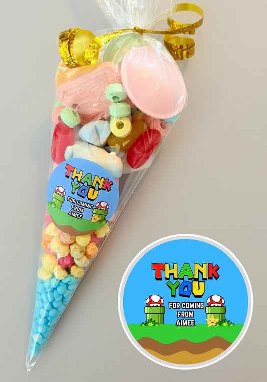 Pre-Filled Sweet Cones - Mario Style Sticker