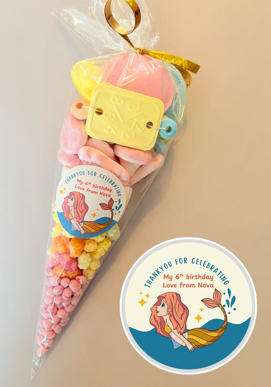 Pre-Filled Sweet Cones - Mermaid Sticker
