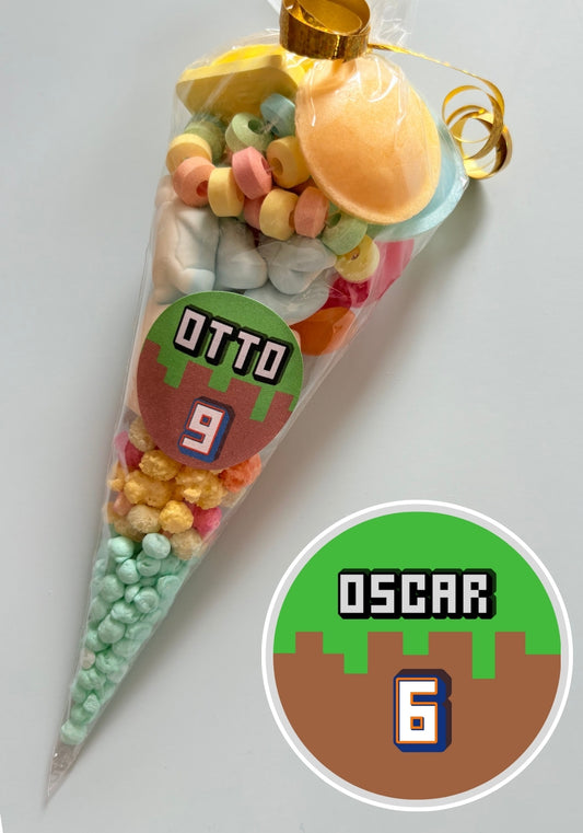 Sweet Cone with Minecraft Personalised Sticker
