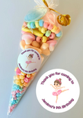 Pre-Filled Sweet Cones - Ballerina Sticker