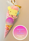 Pre-Filled Sweet Cones - Pink Name Sticker