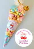Pre-Filled Sweet Cones - Cherries Sticker