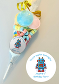 Pre-Filled Sweet Cones - Robot Sticker